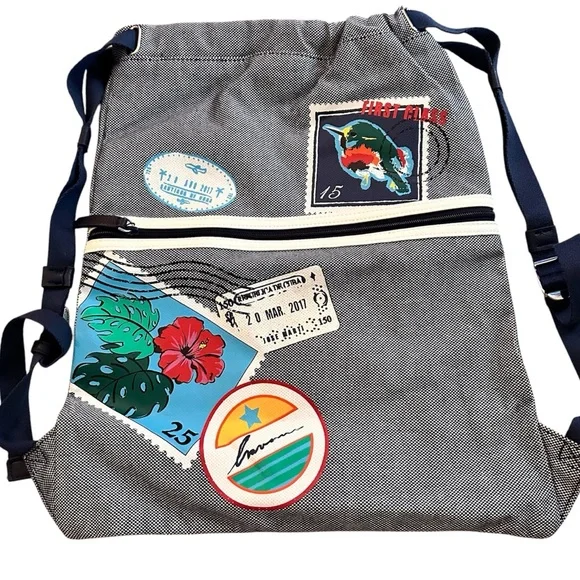 Vera Bradley Beach Backsack Postage Stamp Rare NWT Vera Bradley Beach Treasures Pattern Essential Compact  main image 2